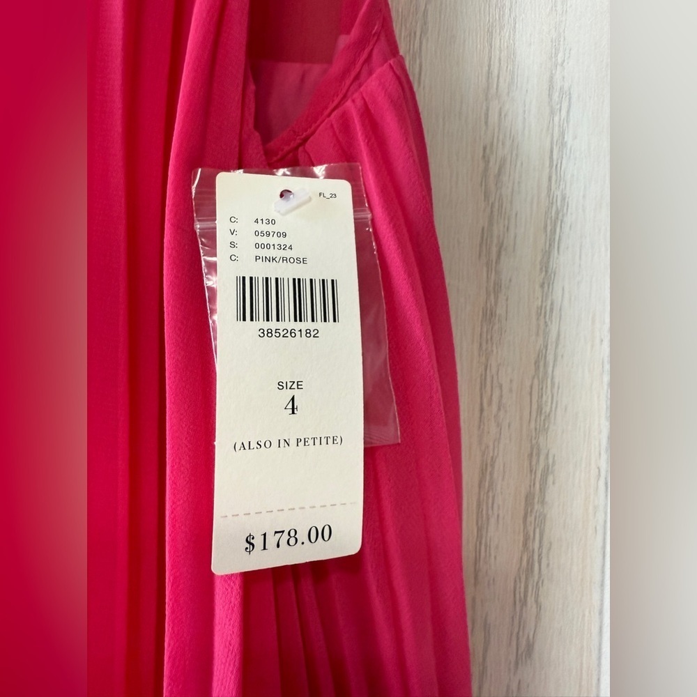 MAEVE - WOMEN'S 4 PINK ROSE SLEEVELESS ROUND NECK  PLEATED LAYERED DRESS NWT - Picture 4 of 10